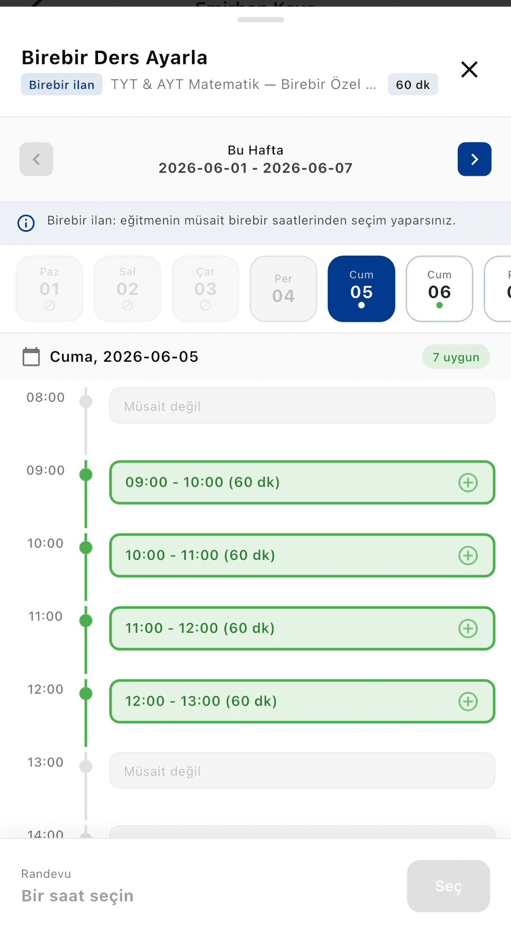 Booking flow